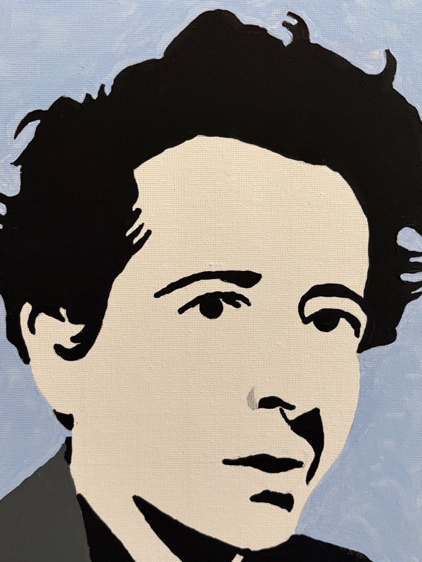 A painting of Hannah Arendt by John Stoszkowski