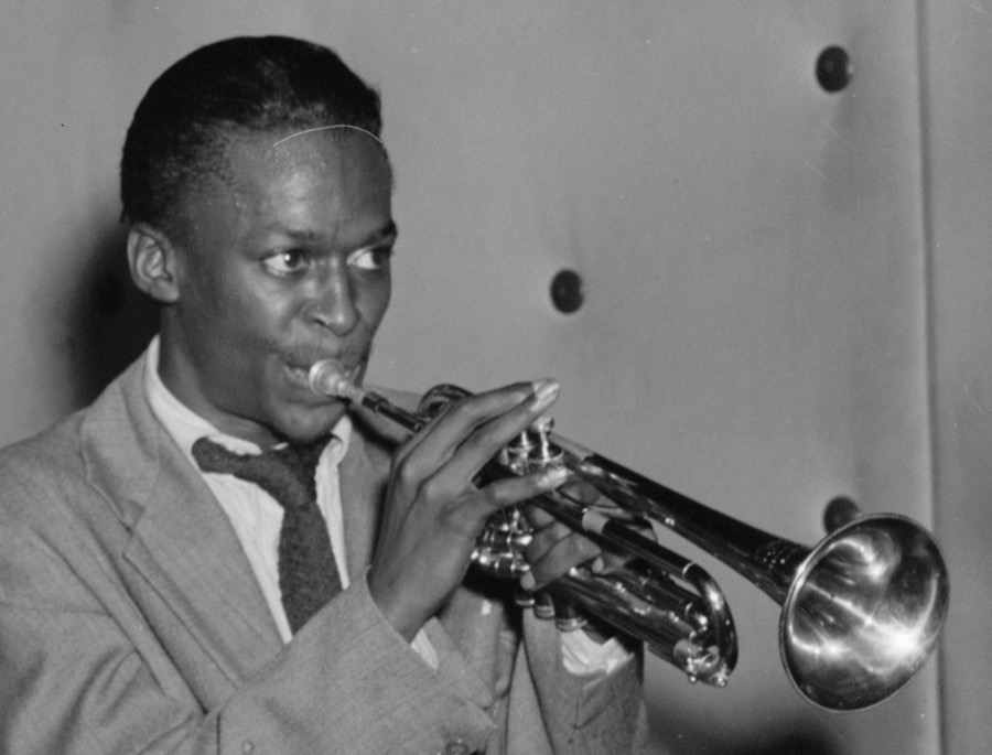 Miles Davis with his trumpet