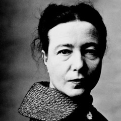 A portrait photograph of Simone de Beauvoir